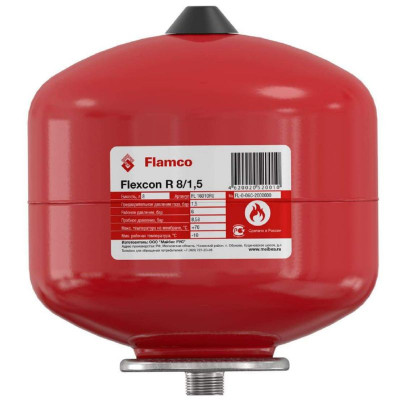Расширительный бак Flamco 8л красный Flexcon R 8 (1,5 - 6 bar) 16010RU