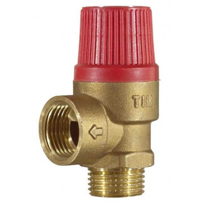 Предохранительный клапан TIM BL22MF-K-1.5 - 1/2" НР (1.5 бар), красный