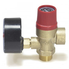 Предохранительный клапан с манометром 1/2" НР TIM BL4802-3 (3 бар), красный
