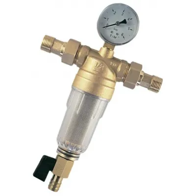 Фильтр TIM JH-2002Y2 3/4" с манометром, стеклянный, с американкой