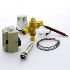 Клапан зональный трехходовой с термоголовкой, погружным датчиком и контактным термостатом EMMETI 1/2"Н