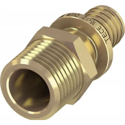Соединение прямое с ниппелем TECEflex, латунь 20 x R 1/2"