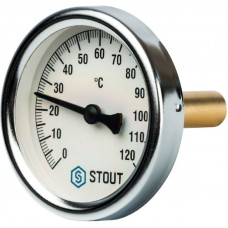 Stout SIM-0001-635015 Термометр биметаллический с погружной гильзой - Корпус Ø 63 мм, гильза 50 мм, Диапазон 0...120°С, Размер 1/2"