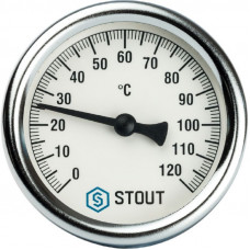 Stout SIM-0001-635015 Термометр биметаллический с погружной гильзой - Корпус Ø 63 мм, гильза 50 мм, Диапазон 0...120°С, Размер 1/2"