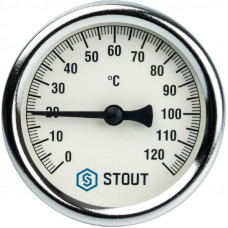 Stout SIM-0001-637515 Термометр биметаллический с погружной гильзой - Корпус Ø 63 мм, гильза 75 мм, Диапазон 0...120°С, Размер 1/2"