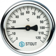 Stout SIM-0004-630015 Термометр биметаллический накладной с пружиной - Корпус Ø 63 мм, Диапазон 0...120°С, Размер 1/2"