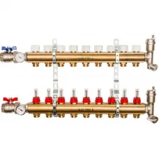 Stout SMB 0473 000009 Коллектор из латуни с расходомерами 1"/3/4"x9