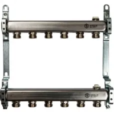 Stout SMS 0923 000006 Коллектор из нержавеющей стали для радиаторной разводки 1"/3/4"x6