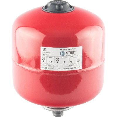 Stout STH-0004-000005 Мембранные расширительные баки для систем отопления с диафрагмой 5 л. (цвет красный)