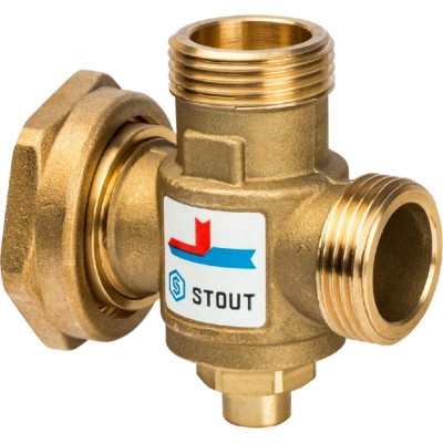 Stout SVM-0050-326005 Термостатический смесительный клапан G 1"М-G 1"1/2F-G 1"M 60°С для твердотопливных котлов