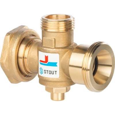 Stout SVM-0050-326006 Термостатический смесительный клапан G 1”1/2M-G 1”1/2F-G 1”M 60°С для твердотопливных котлов