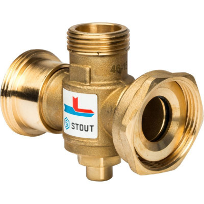 Stout SVM-0050-327008 Термостатический смесительный клапан G 1"1/2M-G 1”1/2F-G 1"M 70°С для твердотопливных котлов