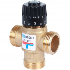 Stout SVM-0120-164325 Термостатический смесительный клапан для систем отопления и ГВС. 1” НР 20-43°С KV 1,6 м3/ч