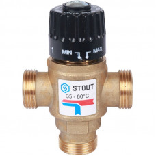Stout SVM-0120-166020 Термостатический смесительный клапан для систем отопления и ГВС  3/4" НР 35-60°С KV 1,6 м3/ч