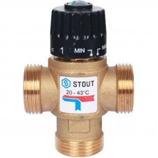 Stout SVM-0120-254325 Термостатический смесительный клапан для систем отопления и ГВС. 1” НР 20-43°С KV 2,5 м3/ч